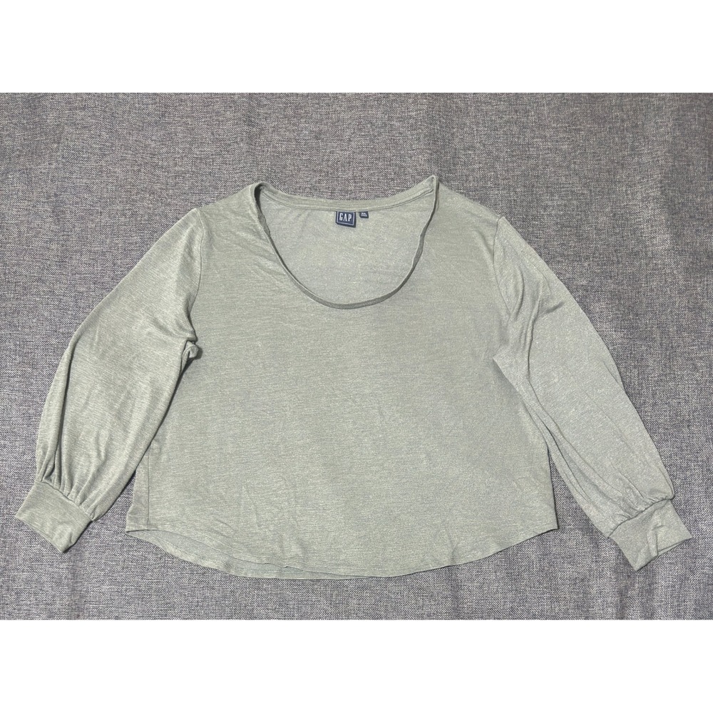 Gap Womens XXL Long Sleeve Scoop Neck Sage Green Knit Top
